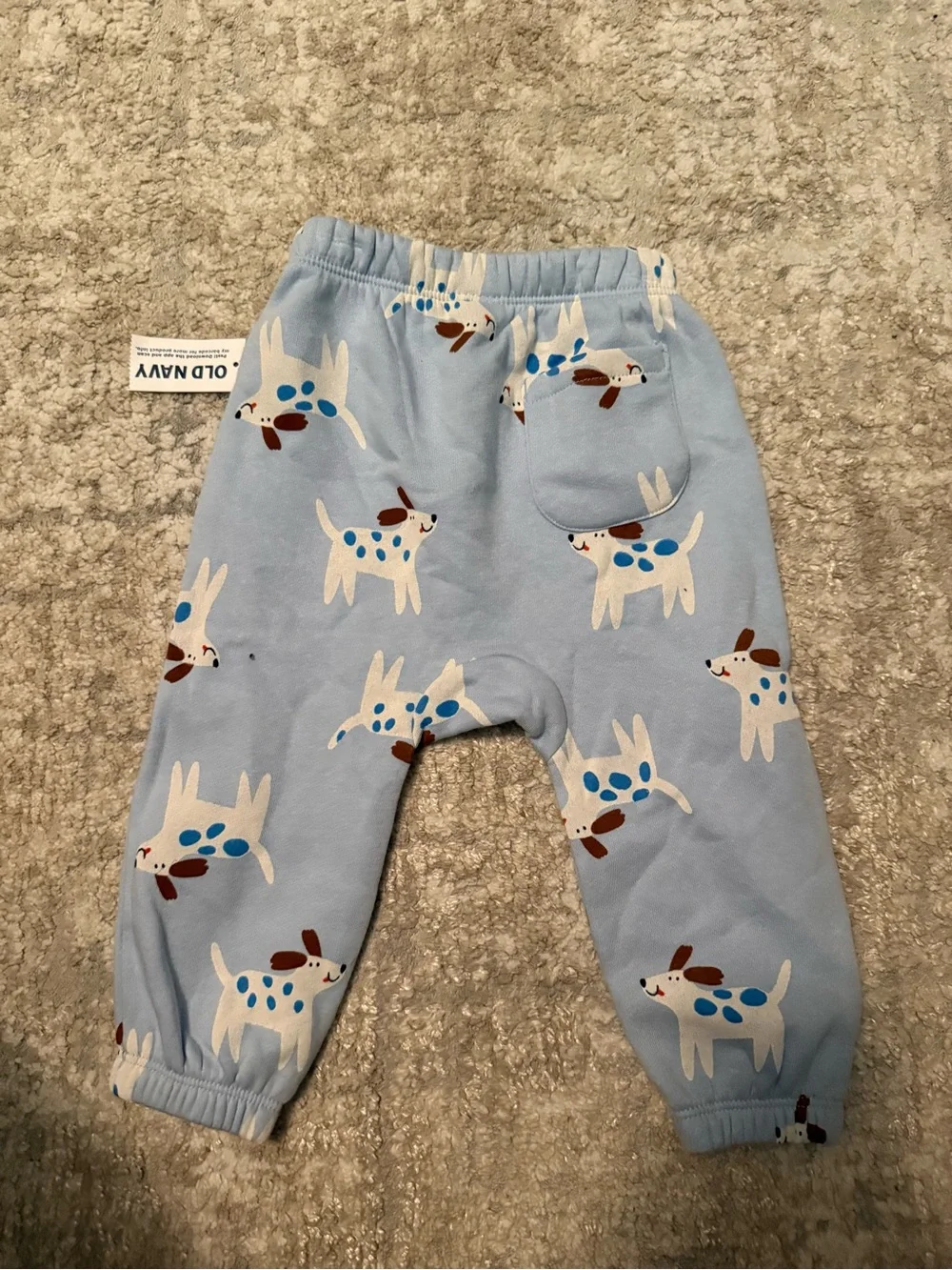 Old Navy Light Blue Dog Print Jogger Pants size 12/18M-NWT